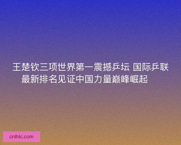 王楚钦三项世界第一震撼乒坛 国际乒联最新排名见证中国力量巅峰崛起 🏓